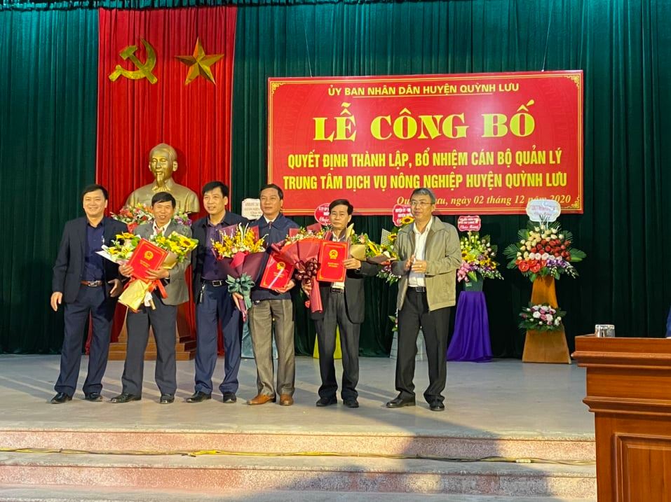 UBND huyện Quỳnh Lưu: Công bố thành lập Trung tâm Dịch vụ nông nghiệp huyện Quỳnh Lưu.
